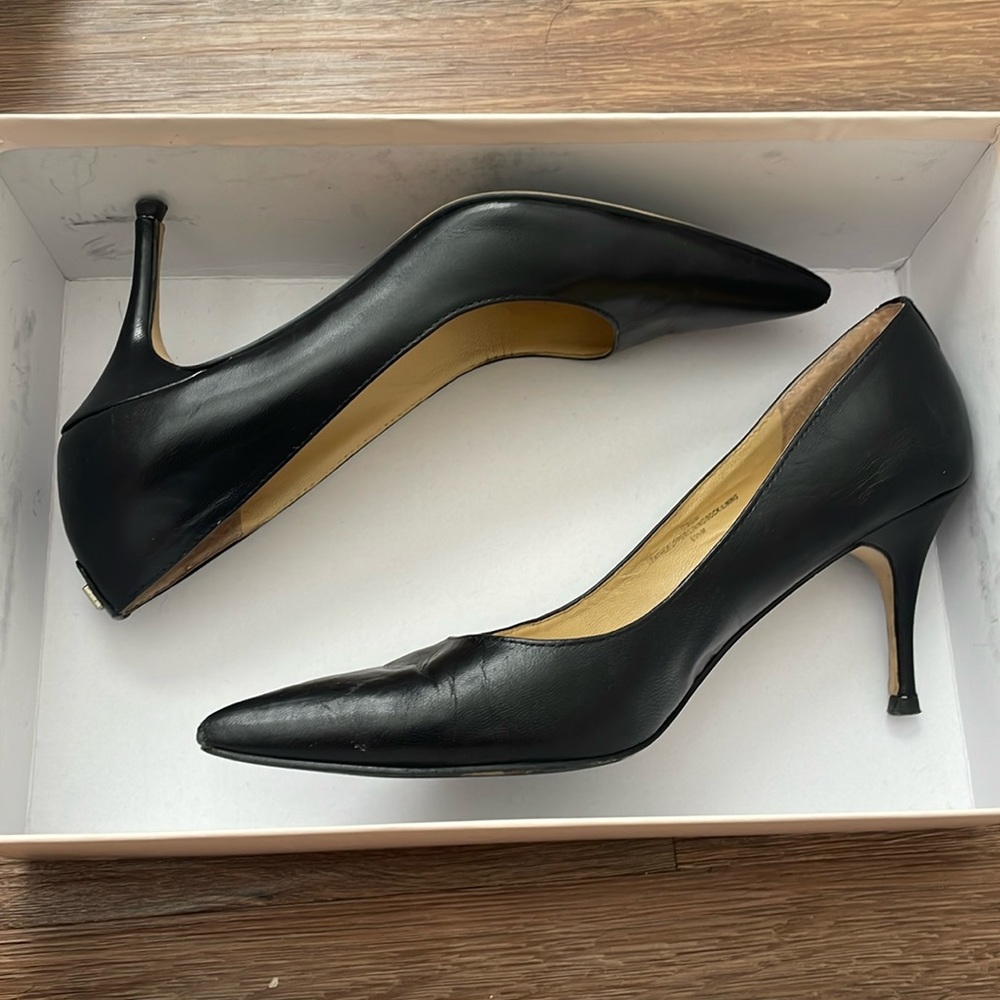 Ivanka Trump Black Leather Pointer Pumps